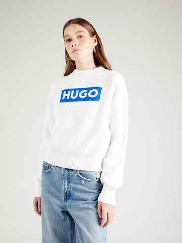 HUGO Blue Trui 'Sloger' in Wit: voorkant