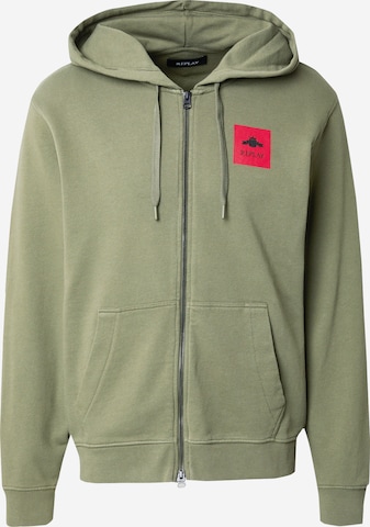 REPLAY - Sudadera con cremallera en verde: frente