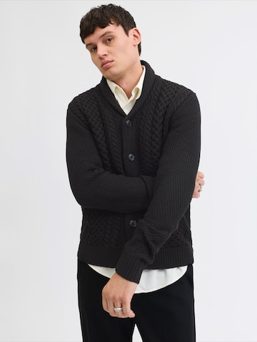 JACK & JONES Knit cardigan 'JJPAUL' in Black: front