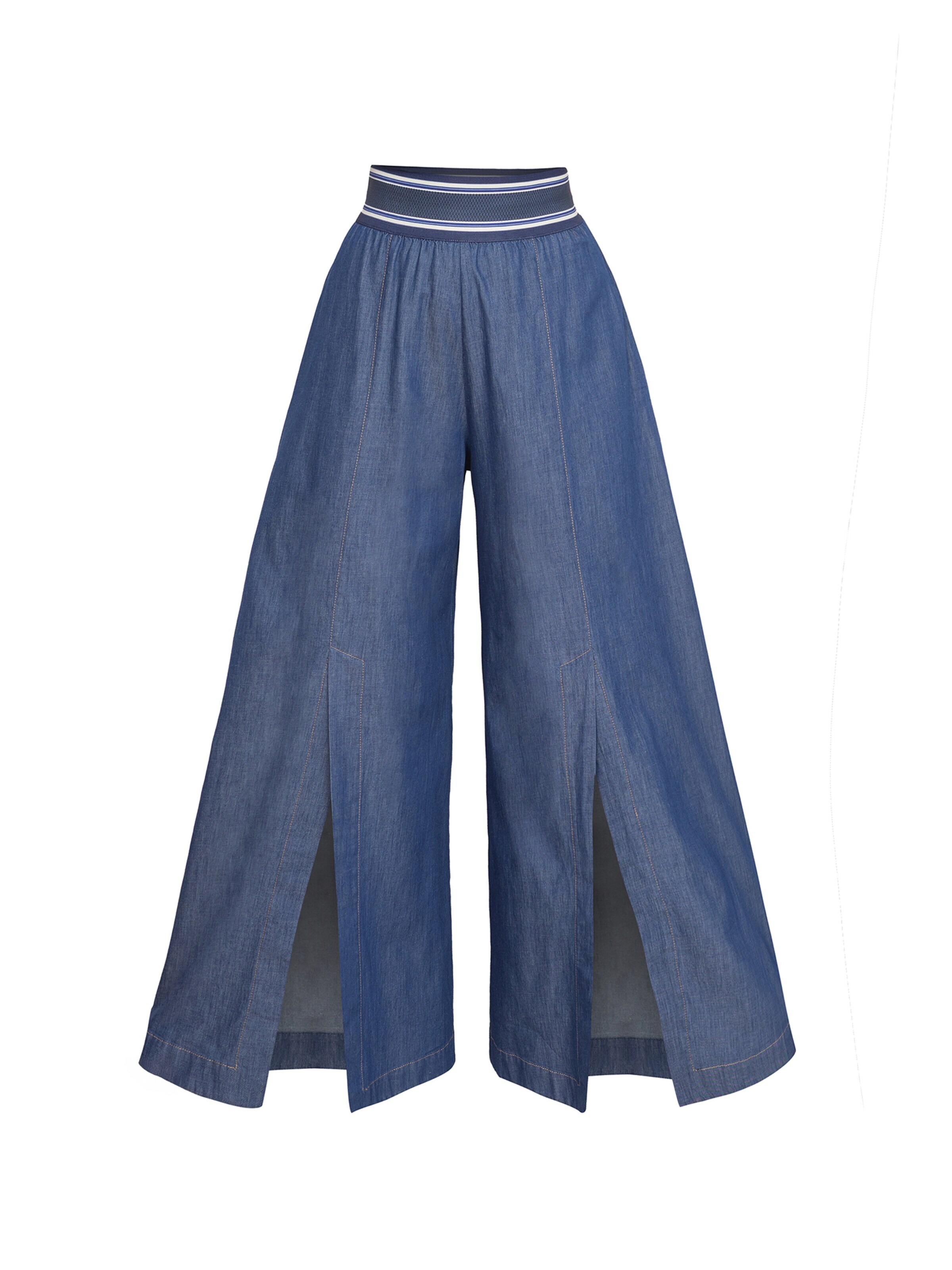 JIORO Wide Leg Hose 'ESSENTIALS'‌‌‌‌‌ in Blau: Vorderseite