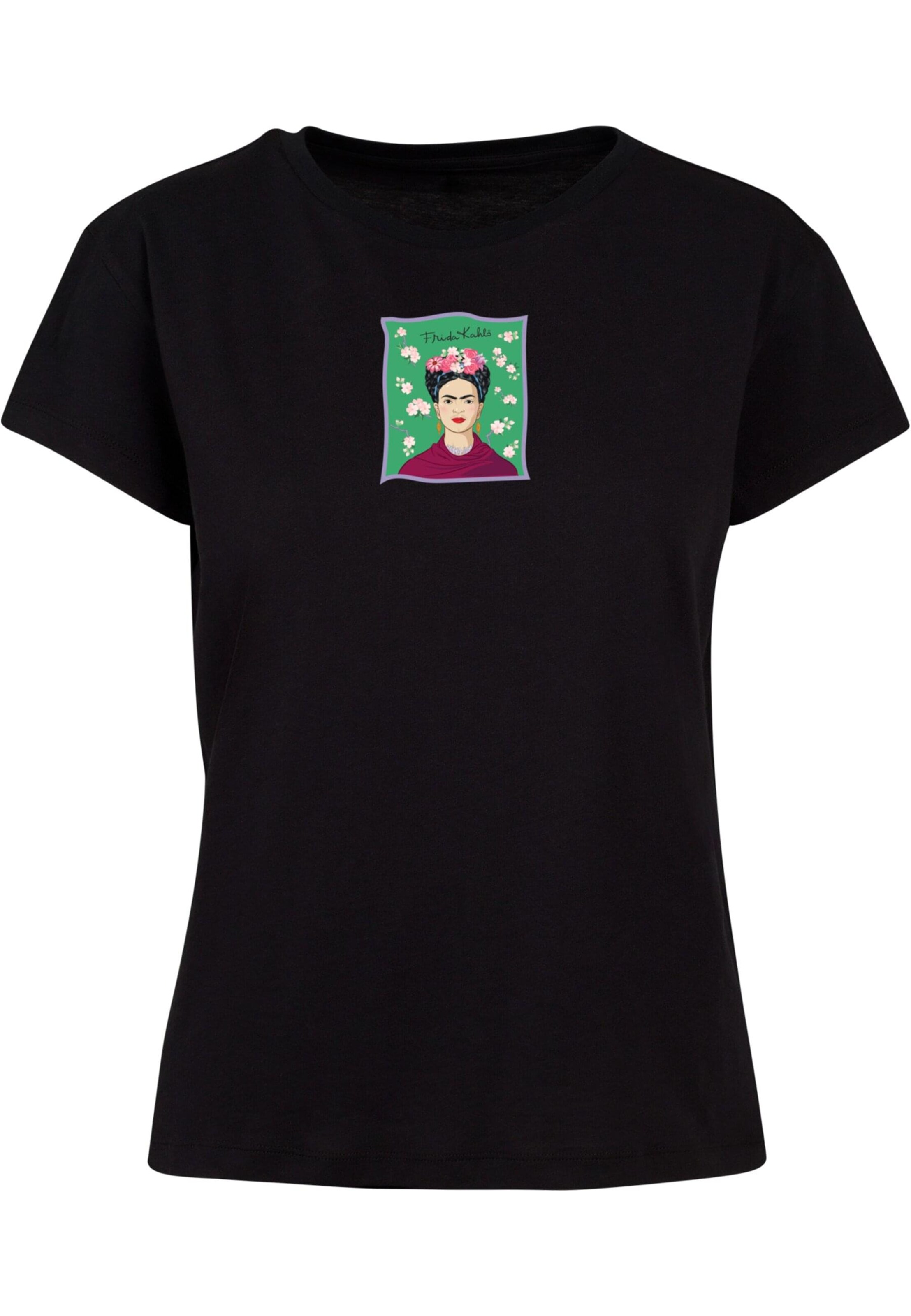 Merchcode Shirt 'Kahlo - Green Box' in Zwart: voorkant