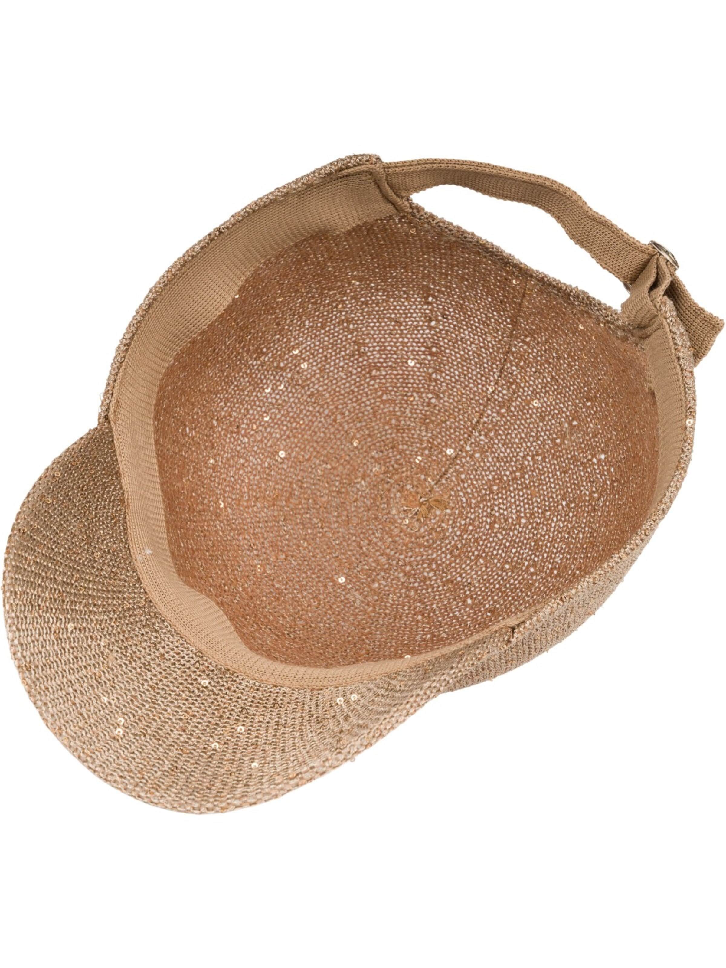 styleBREAKER Cap 'Gewebtes Baseball Cap Pailletten' in Brown