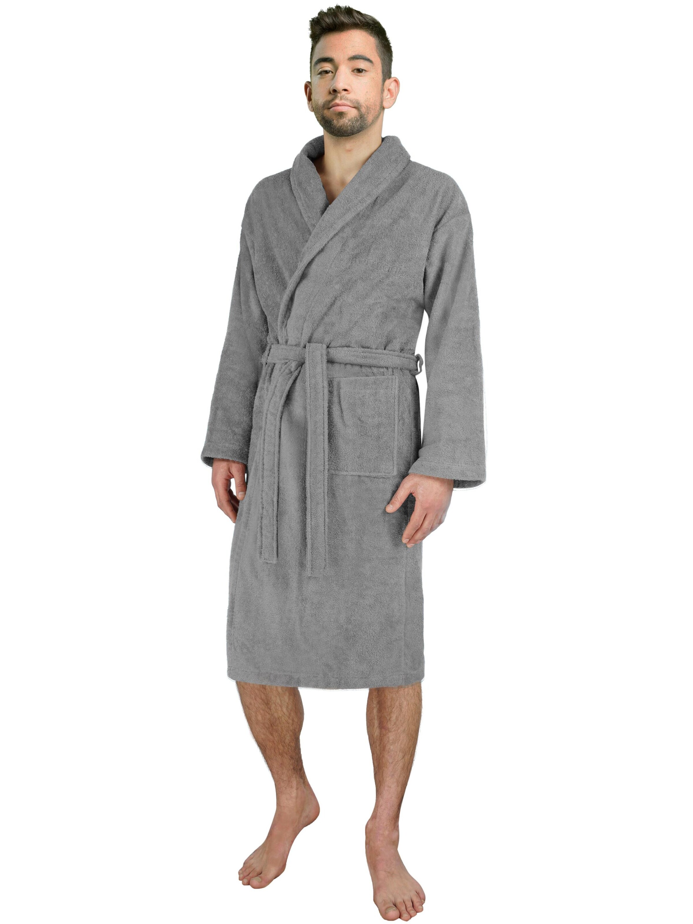 Peignoir long normani en gris : devant