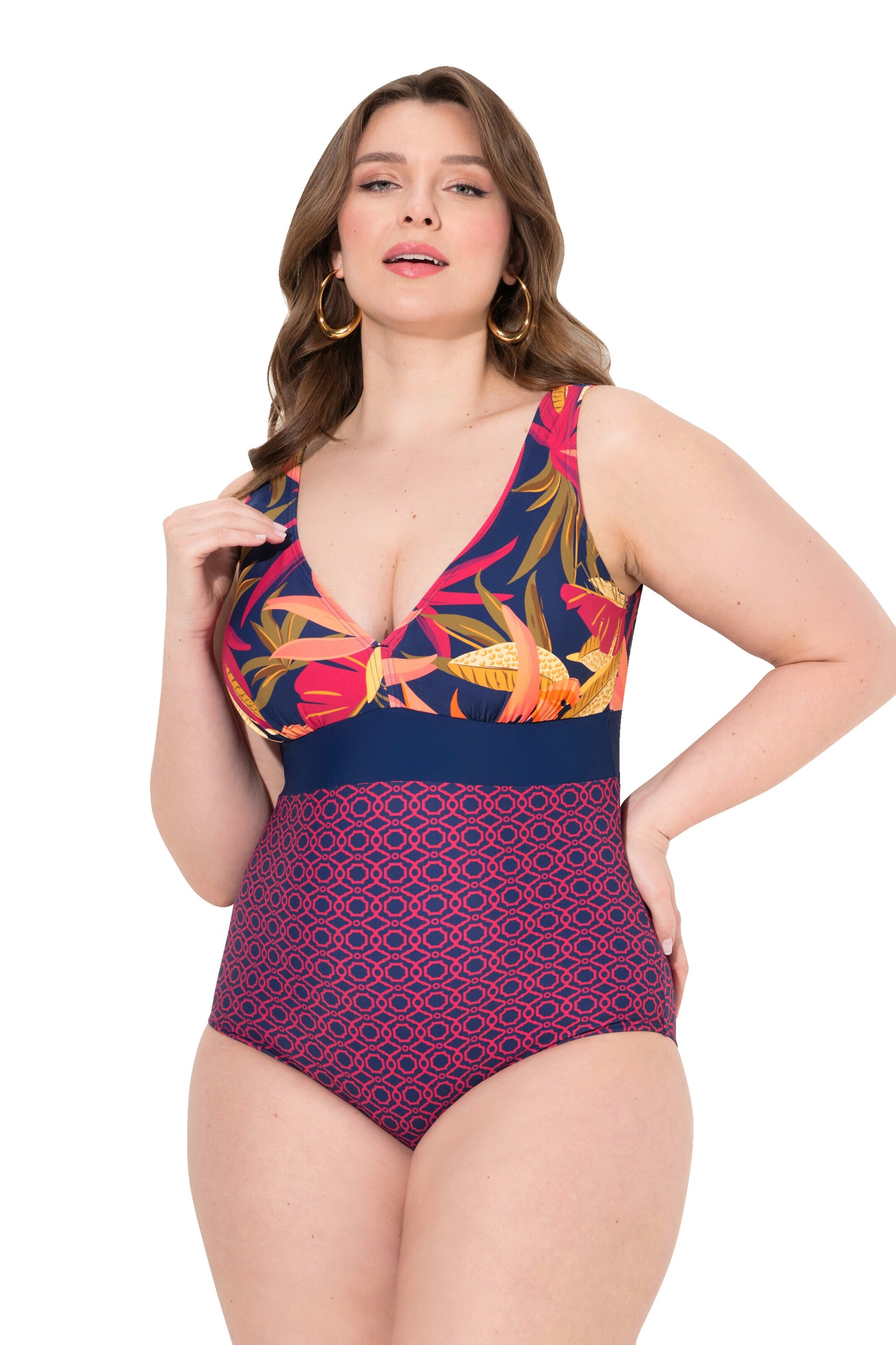 Ulla Popken Badpak in Lila: voorkant