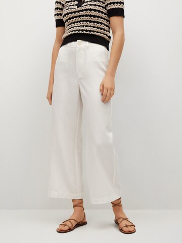 MANGO Wide leg Broek in Wit: voorkant