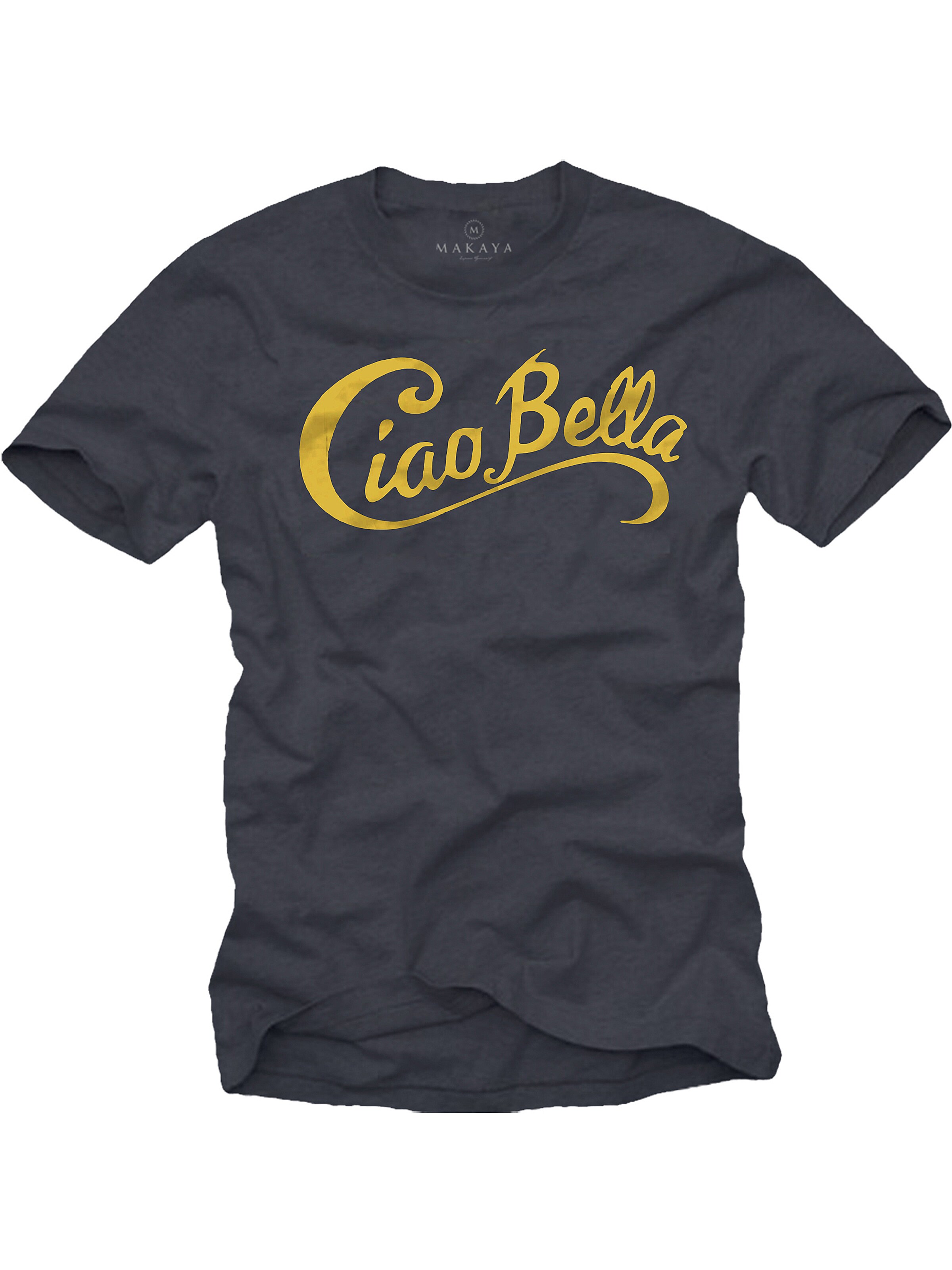 MAKAYA Shirt 'Ciao Bella' in Grey: front