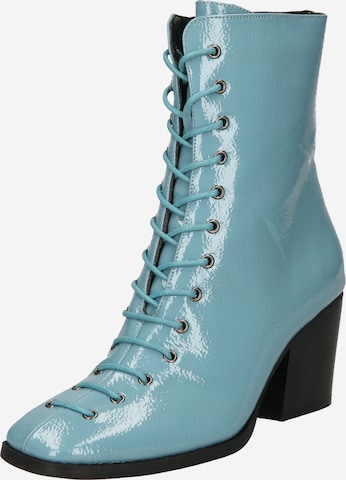 GLAMOROUS Lace-Up Ankle Boots in Blue: front