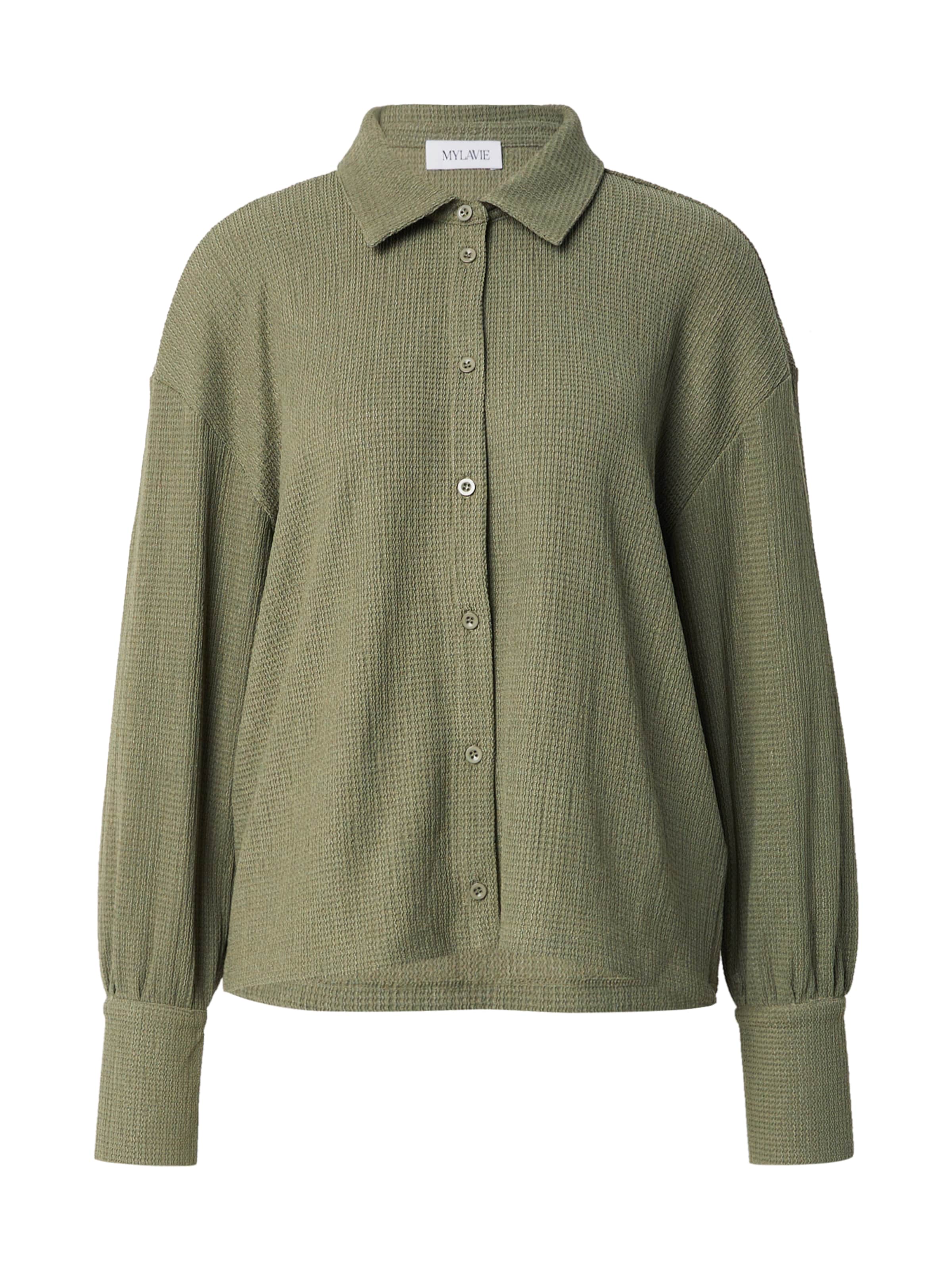 MYLAVIE by Sarah Harrison Blus i grön: framsida