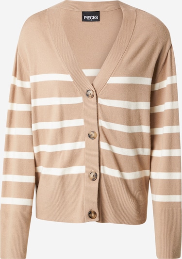 Kardiganas 'PCSIA' iš PIECES, spalva – tamsi smėlio / balta, Prekių apžvalga