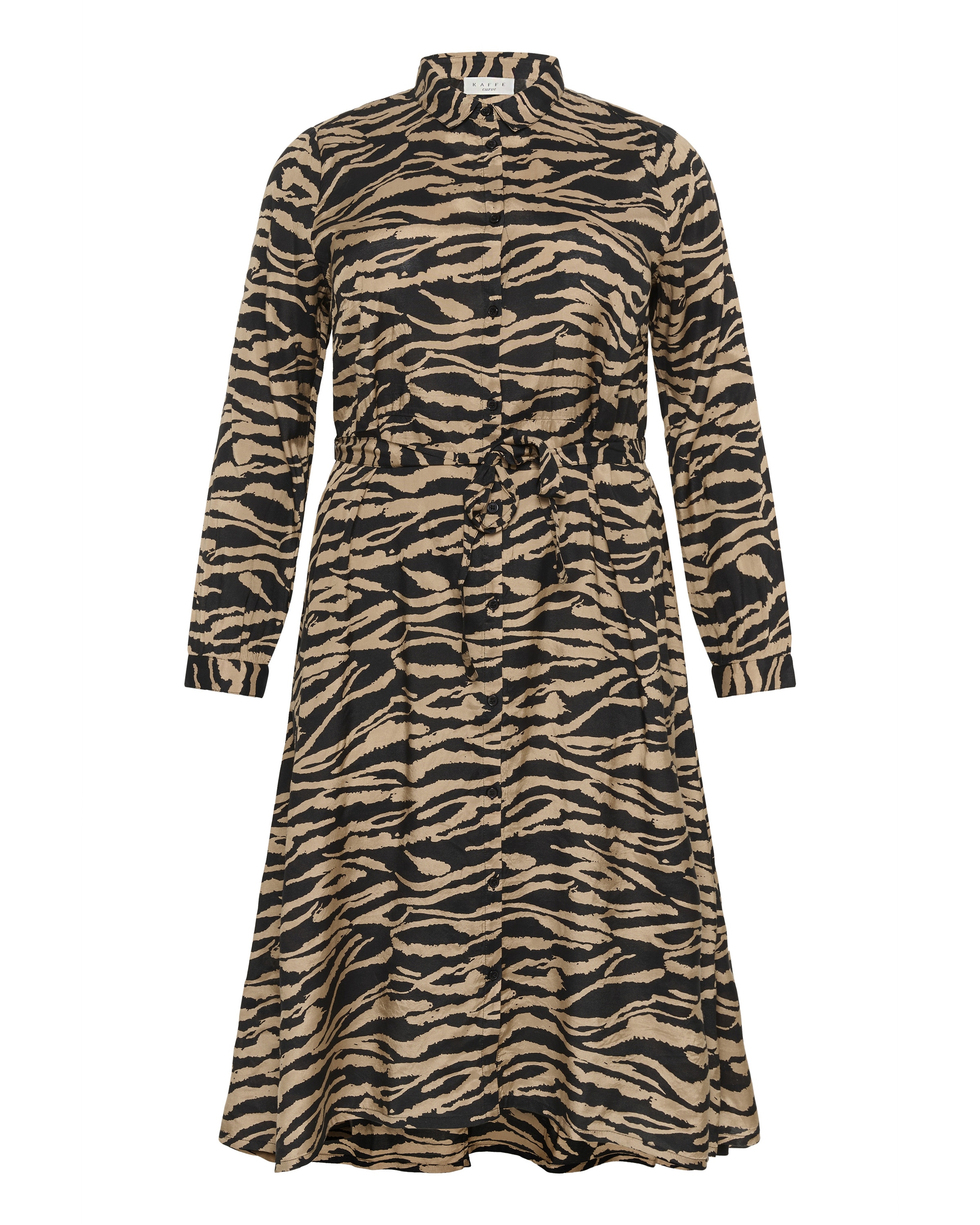 KAFFE CURVE - Vestido camisero en negro: frente