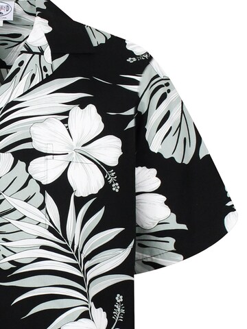Pacific Legend Regular fit Button Up Shirt 'Palmenblätter' in Black