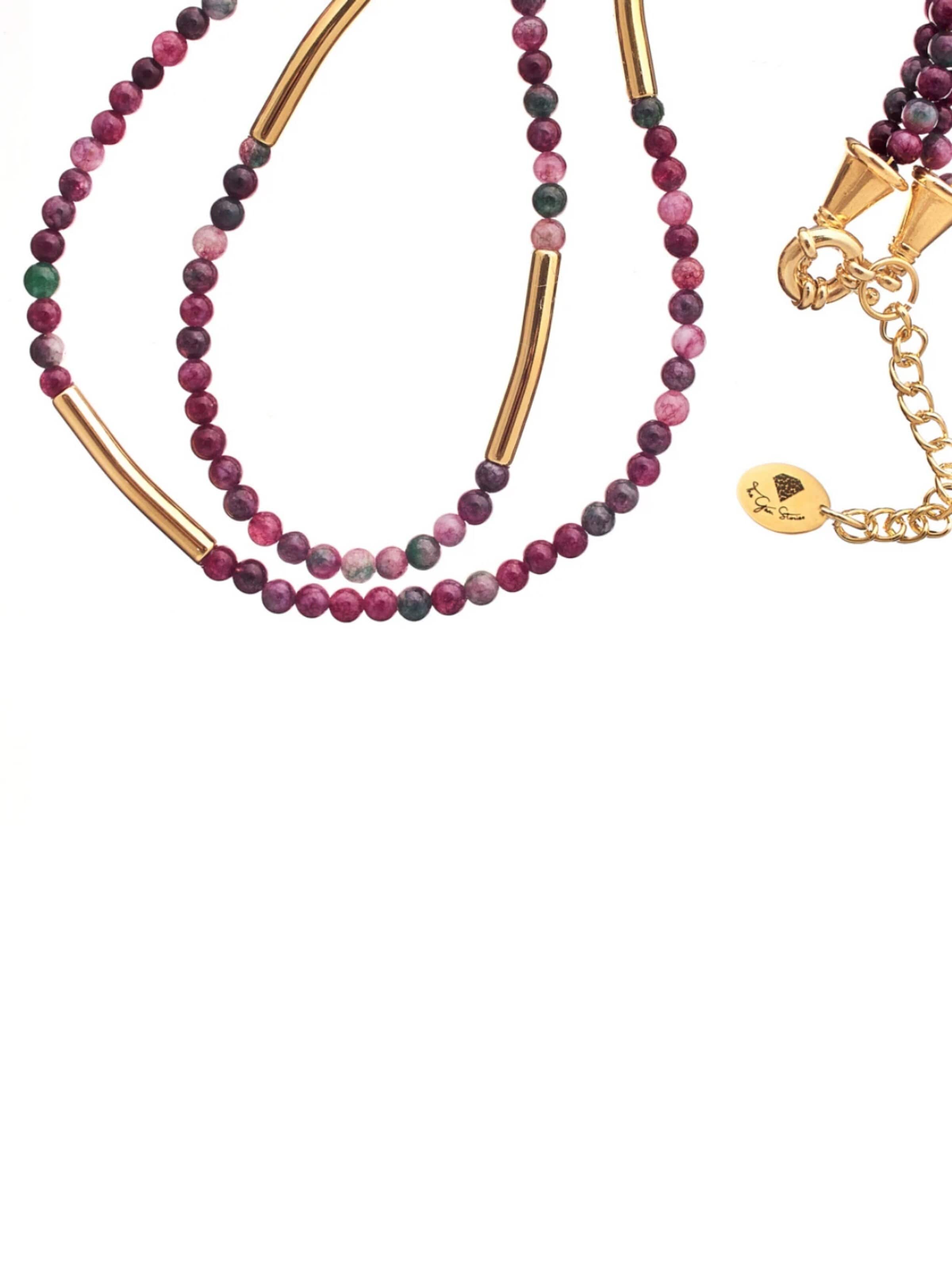 THE GEM STORIES JEWELRY Necklace 'Shades of red Double Agate Necklace' in Red