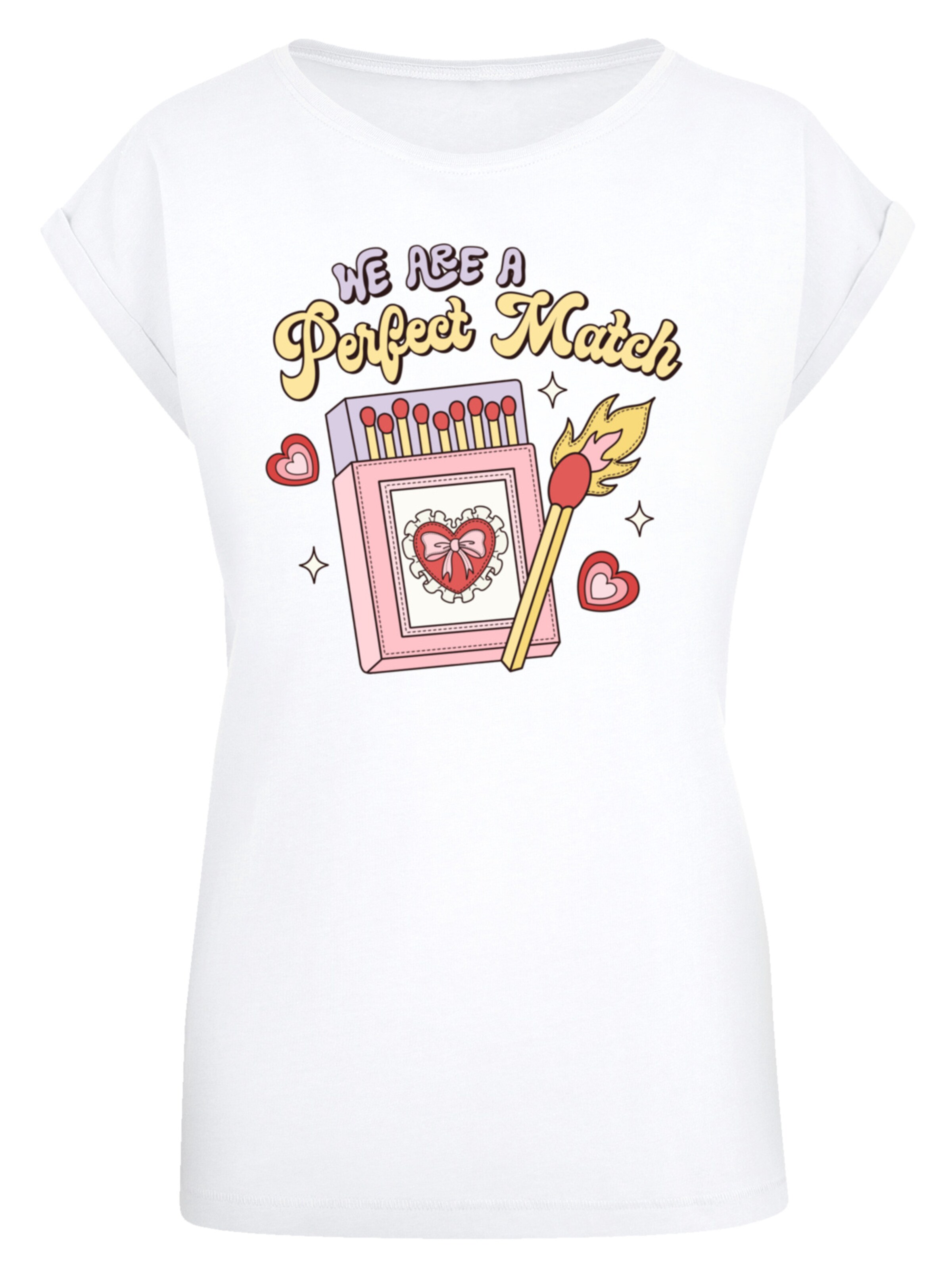 F4NT4STIC T-Shirt 'We Are A Perfect Match Love' in Weiß: Vorderseite