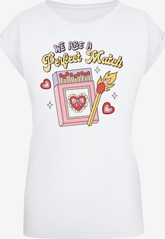 F4NT4STIC T-Shirt 'We Are A Perfect Match Love' in Weiß: Vorderseite