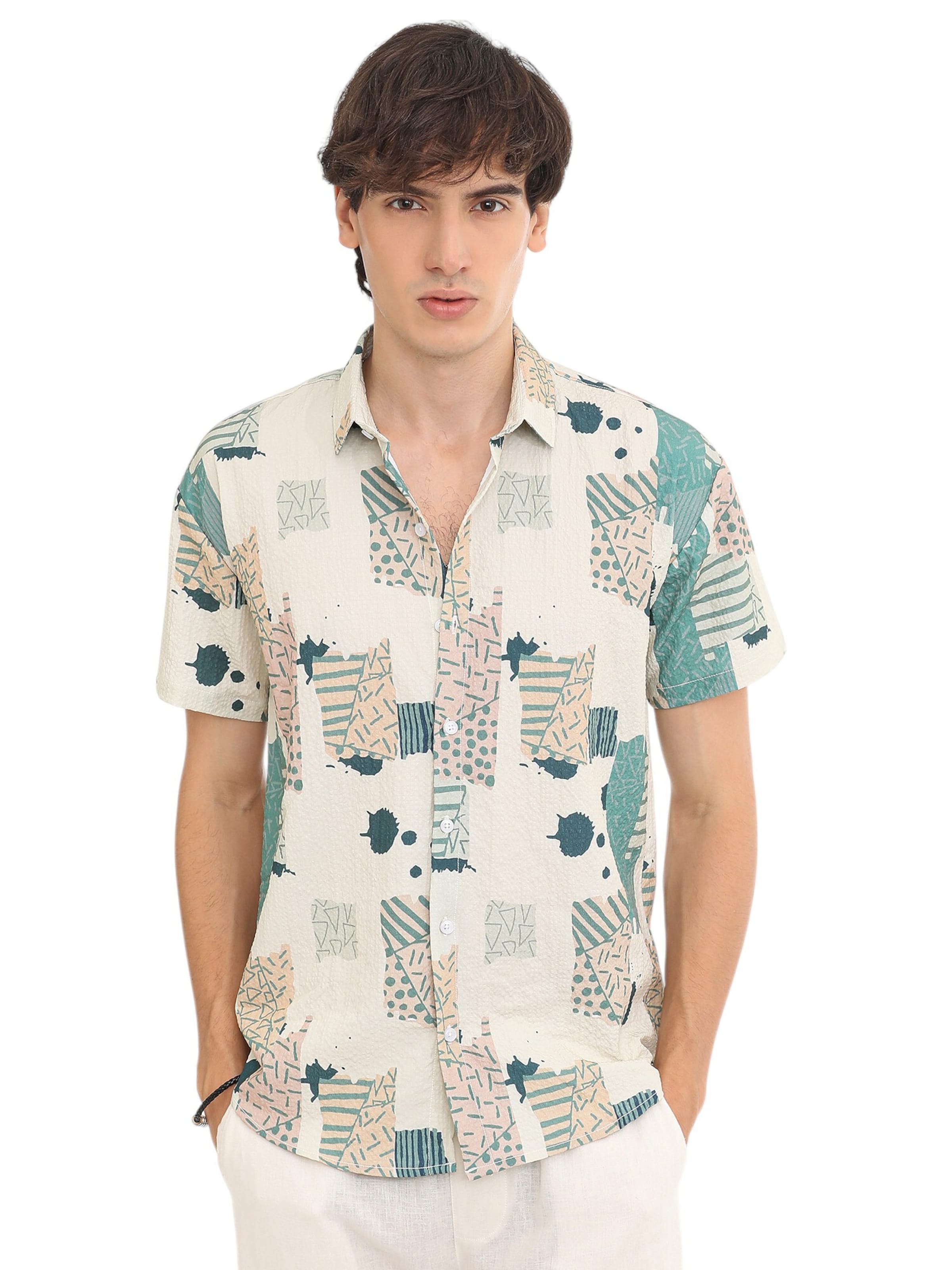 Campus Sutra Regular fit Srajca 'Zowie' | bež barva: sprednja stran