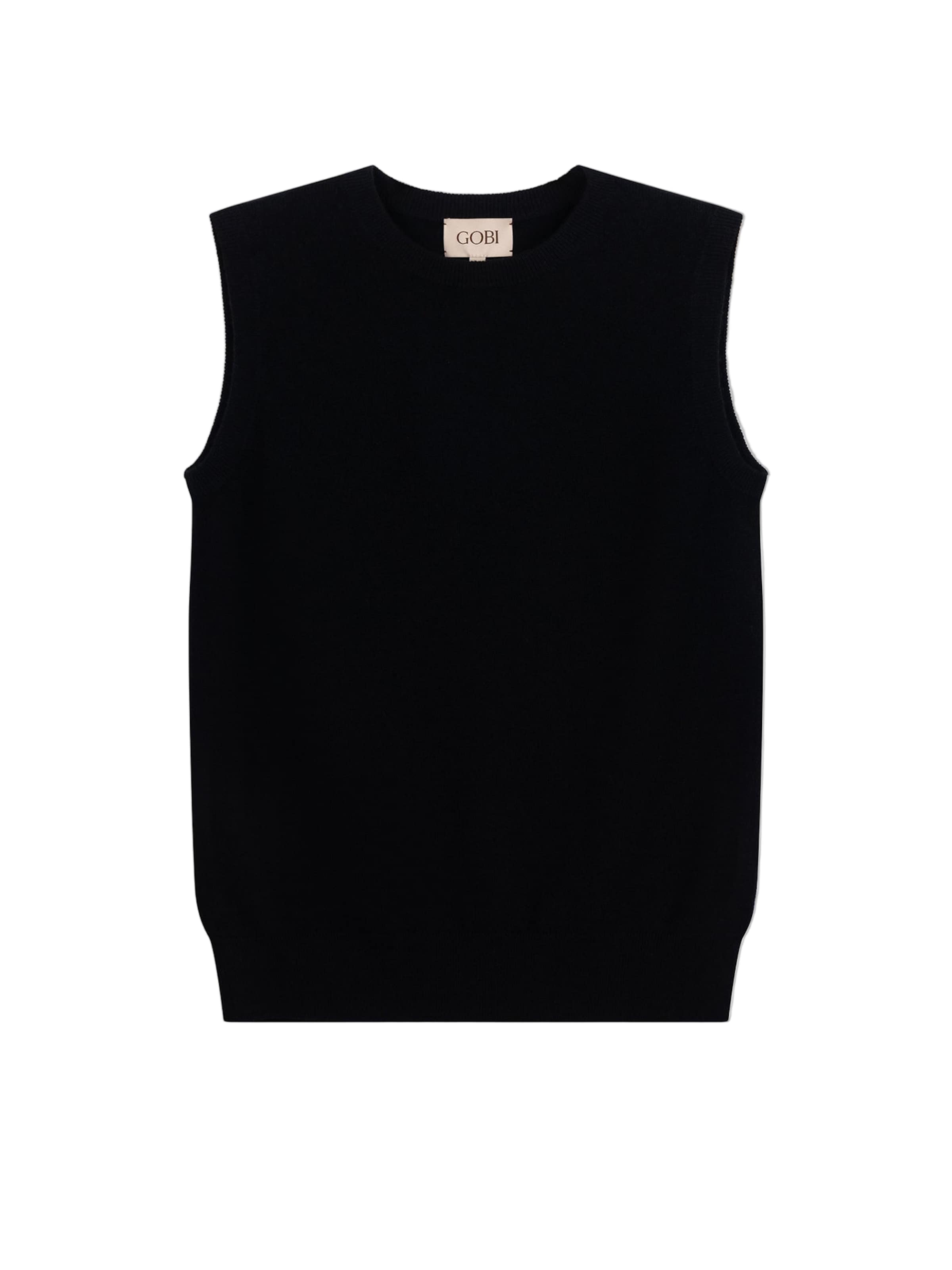 GOBI Cashmere Vest 'Timeless Cashmere Crewneck Vest' in Black: front