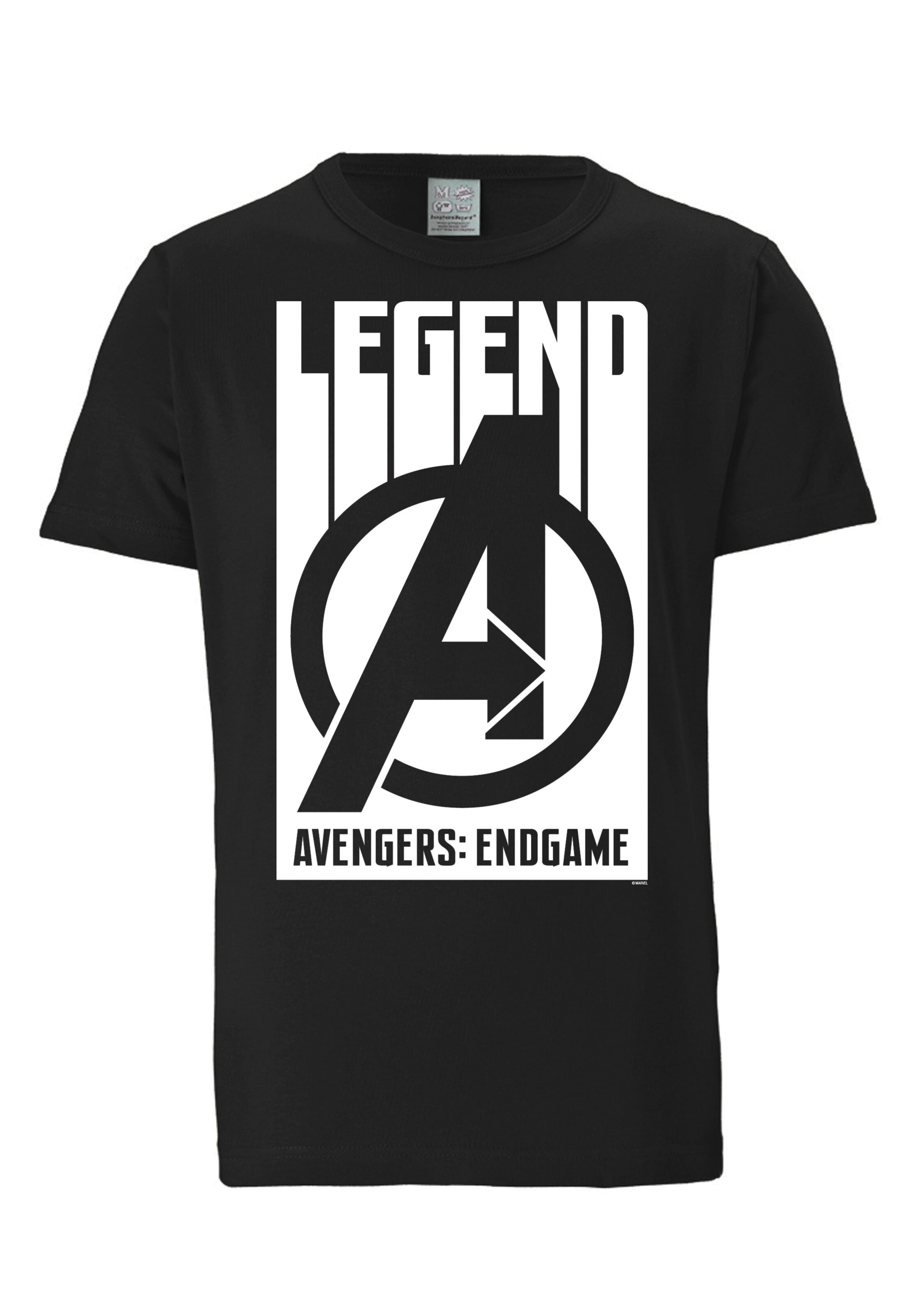 LOGOSHIRT Shirt 'Avengers: Endgame - Legend' in Black: front
