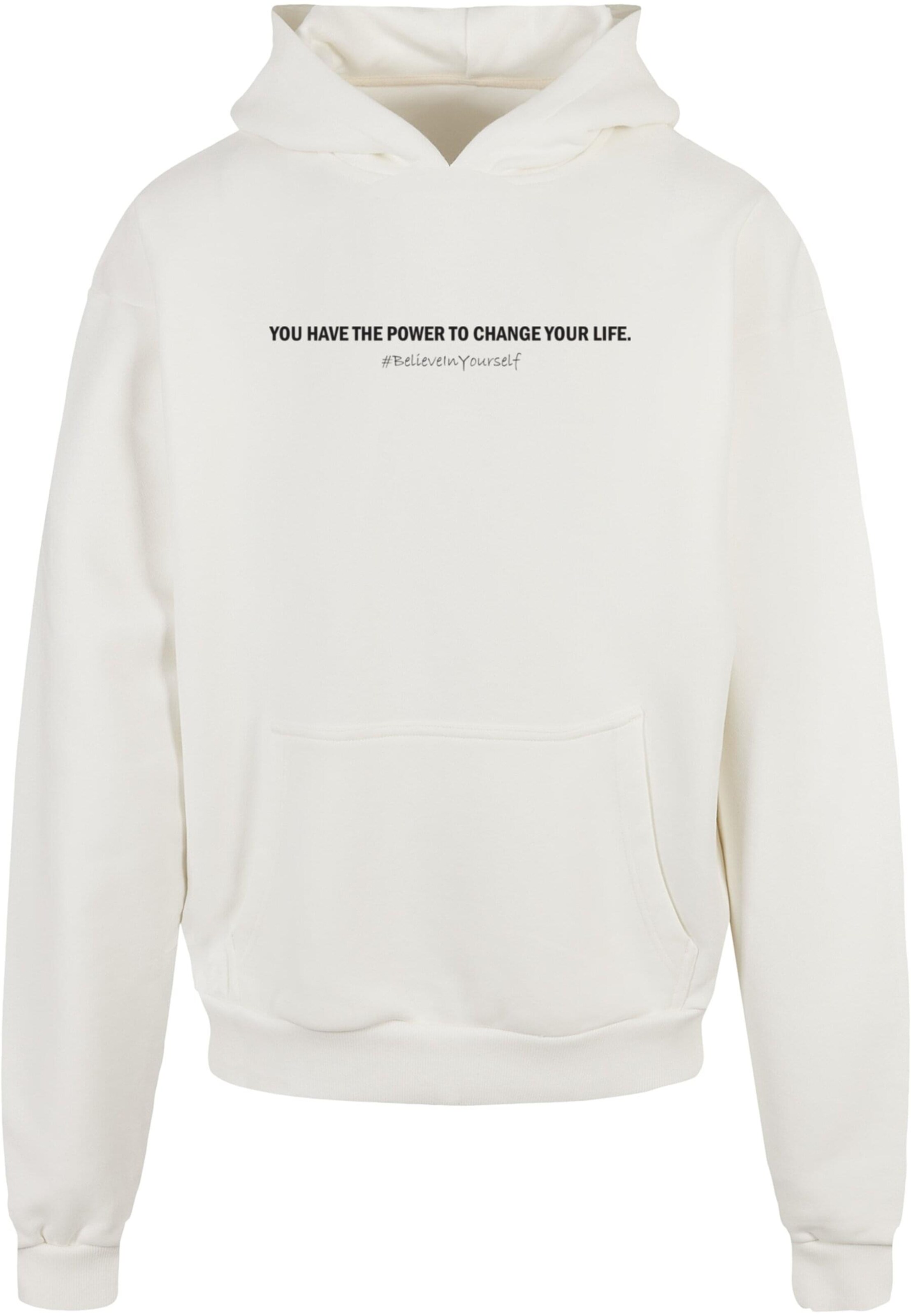 Merchcode Sweatshirt 'WD - Believe In Yourself' in Wit: voorkant