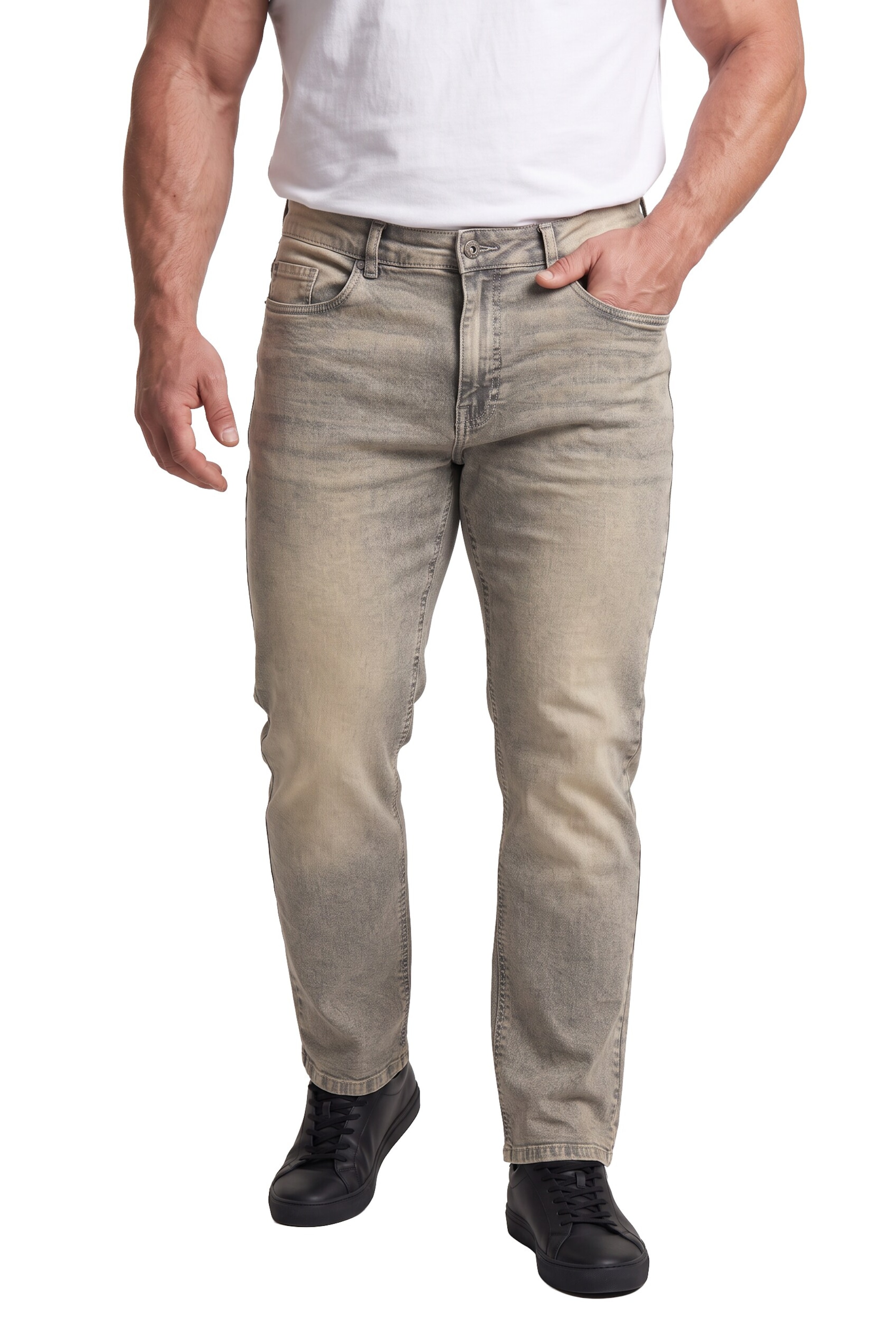 Men Plus Regular Jeans in Grijs: voorkant