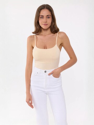 Hiccup Shirt Bodysuit in Beige: front
