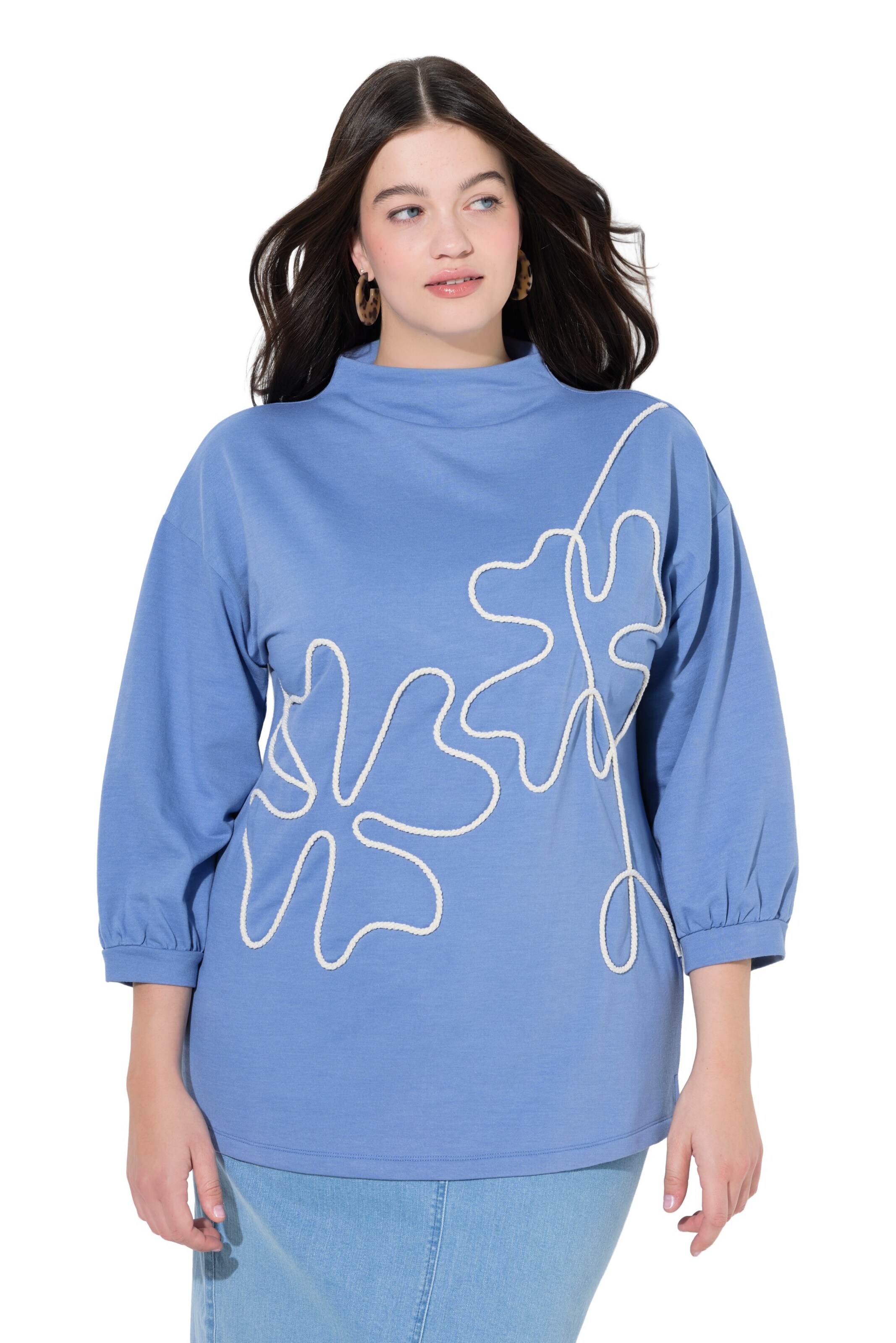 Ulla Popken Sweatshirt in Blauw: voorkant