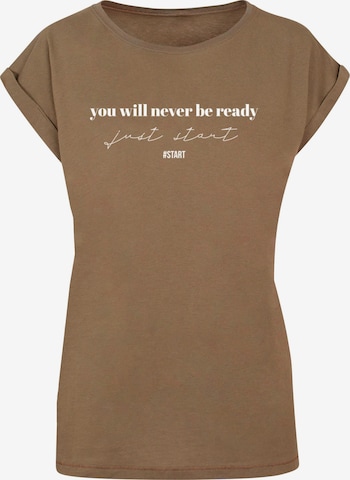 Merchcode Shirt 'Just Start' in Brown: front