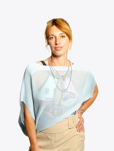 LANARTO slow fashion Cape 'Poncho Sternennetz' in Azure, Item view