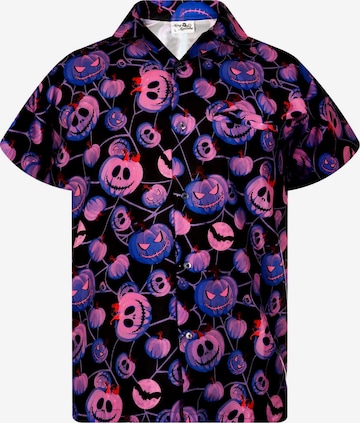 King Kameha Shirt 'Helloween Pumpkin Web' in Purple: front