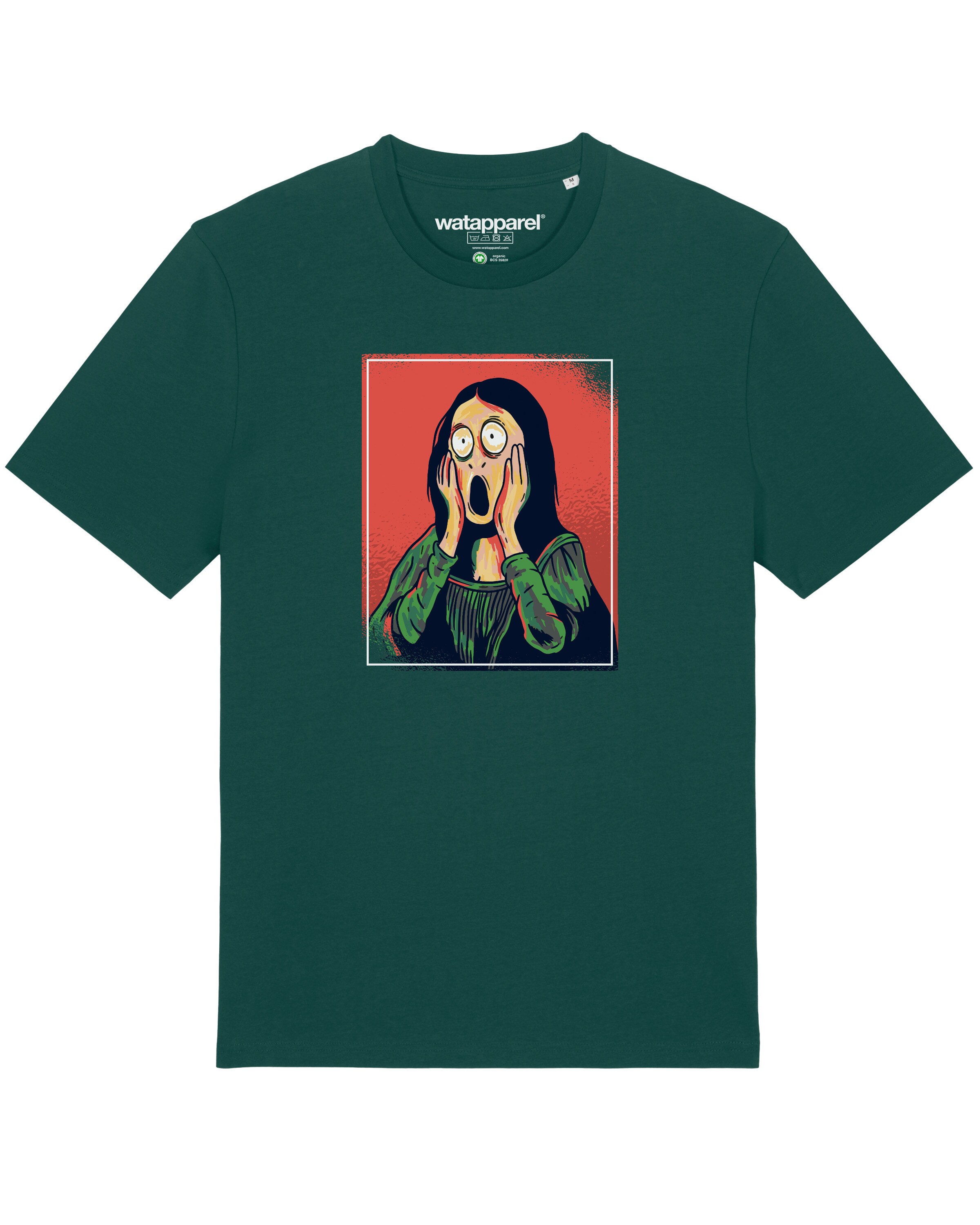 Watapparel Shirt 'Mona Lisa Scream' in Grün: Vorderseite