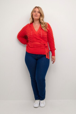 KAFFE CURVE Knit Cardigan 'Cemmi' in Red