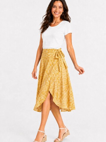 Sophia Pirrera Kjol 'Batik Print Wrap Midi Skirt' i gul: framsida