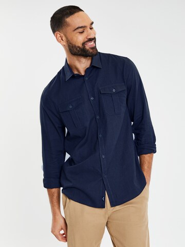 Threadbare Comfort fit Button Up Shirt 'Collins' in Blue: front