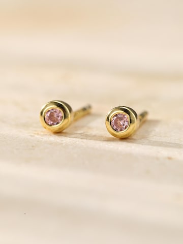 Orecchini 'Pink Bezel Cubic' di Hey Happiness in oro