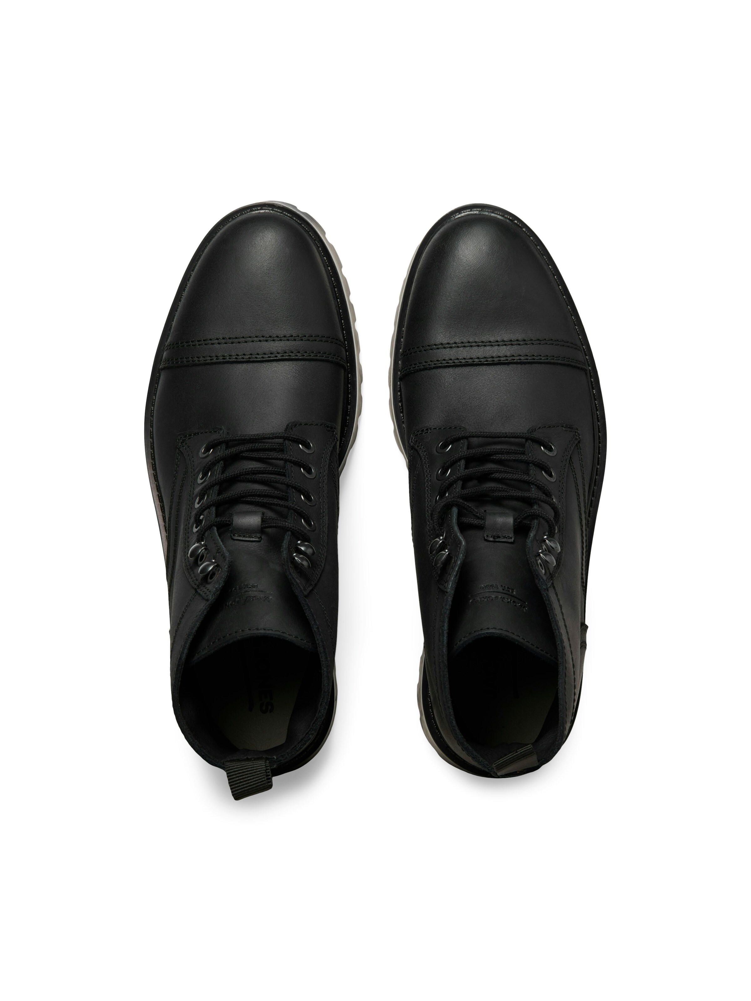 JACK & JONES Боти с връзки 'JFWEnzo' в черно