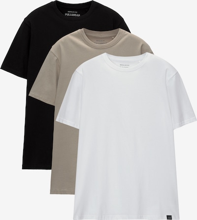 Pull&Bear T-Shirt in sand / schwarz / weiß, Produktansicht