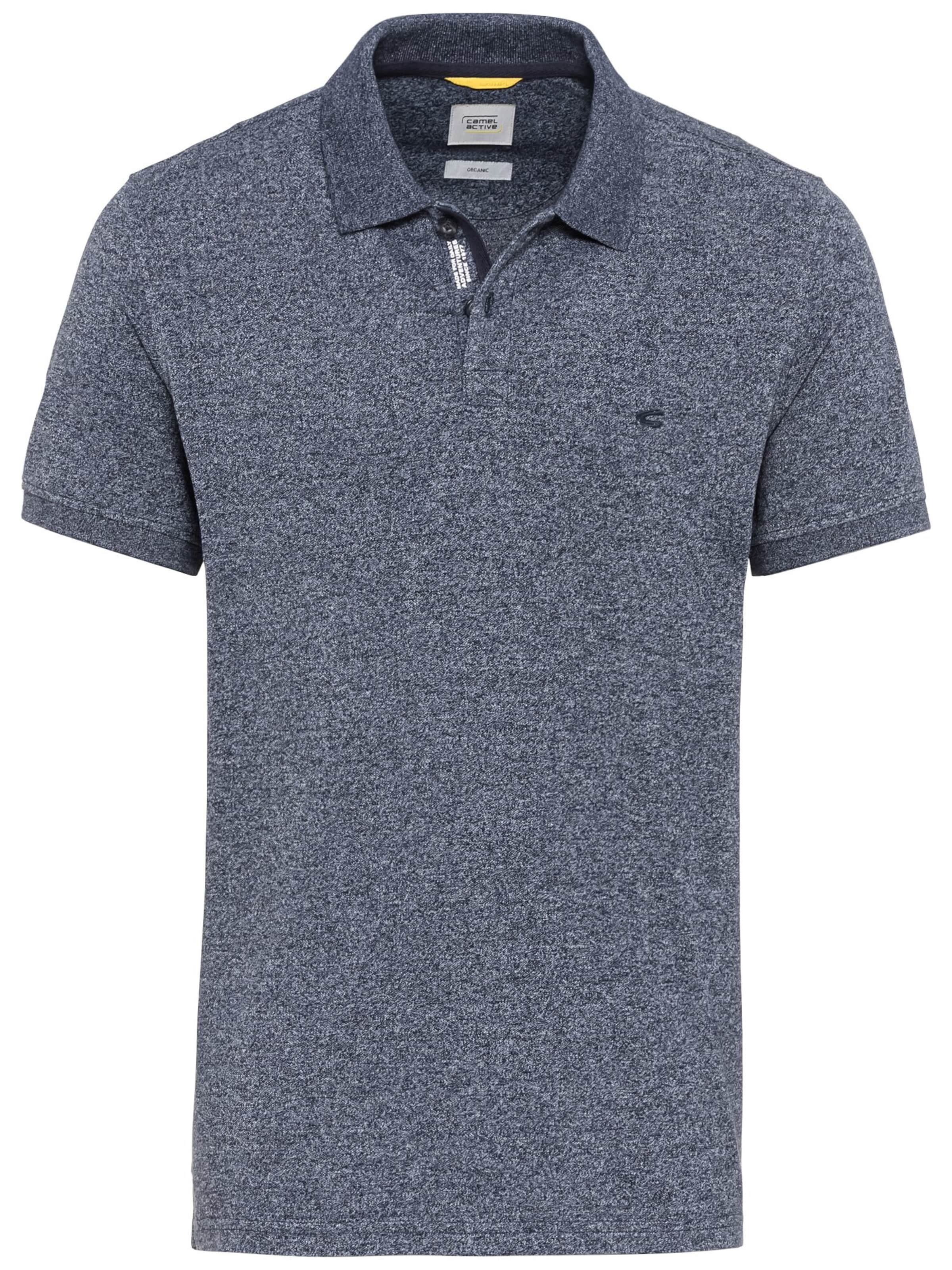 CAMEL ACTIVE Kurzarm Poloshirt aus nachhaltigem Baumwollmix in Blau: Vorderseite