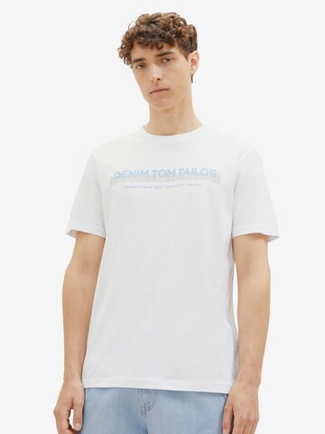 T-Shirt TOM TAILOR DENIM en blanc : devant