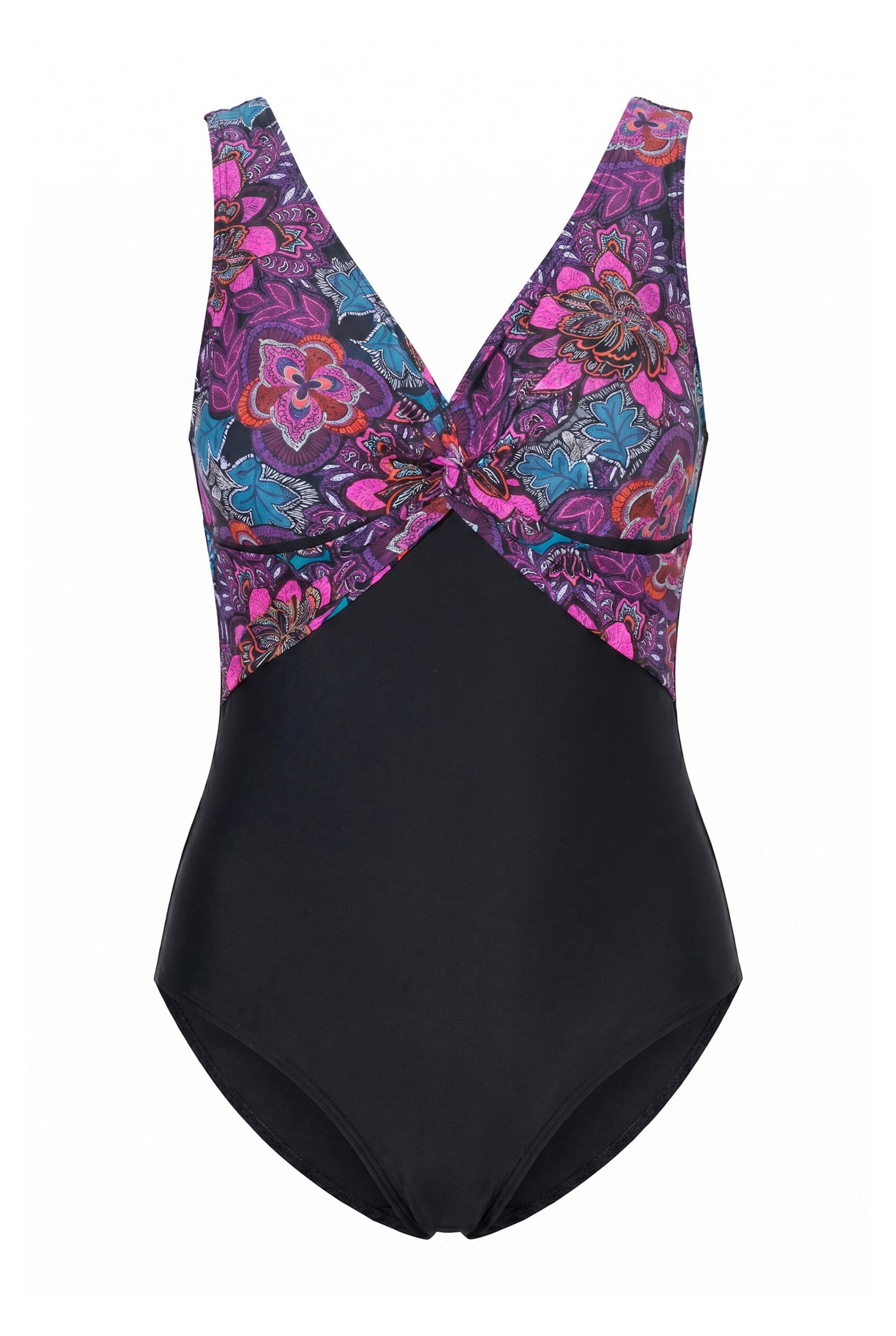 Ulla Popken Classic Swimsuit dress in Black: front