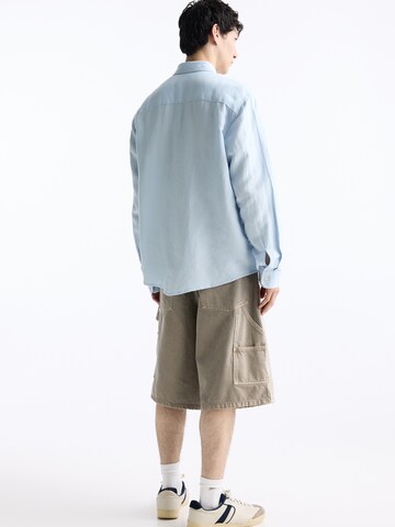 Pull&Bear Comfort fit Button Up Shirt in Blue