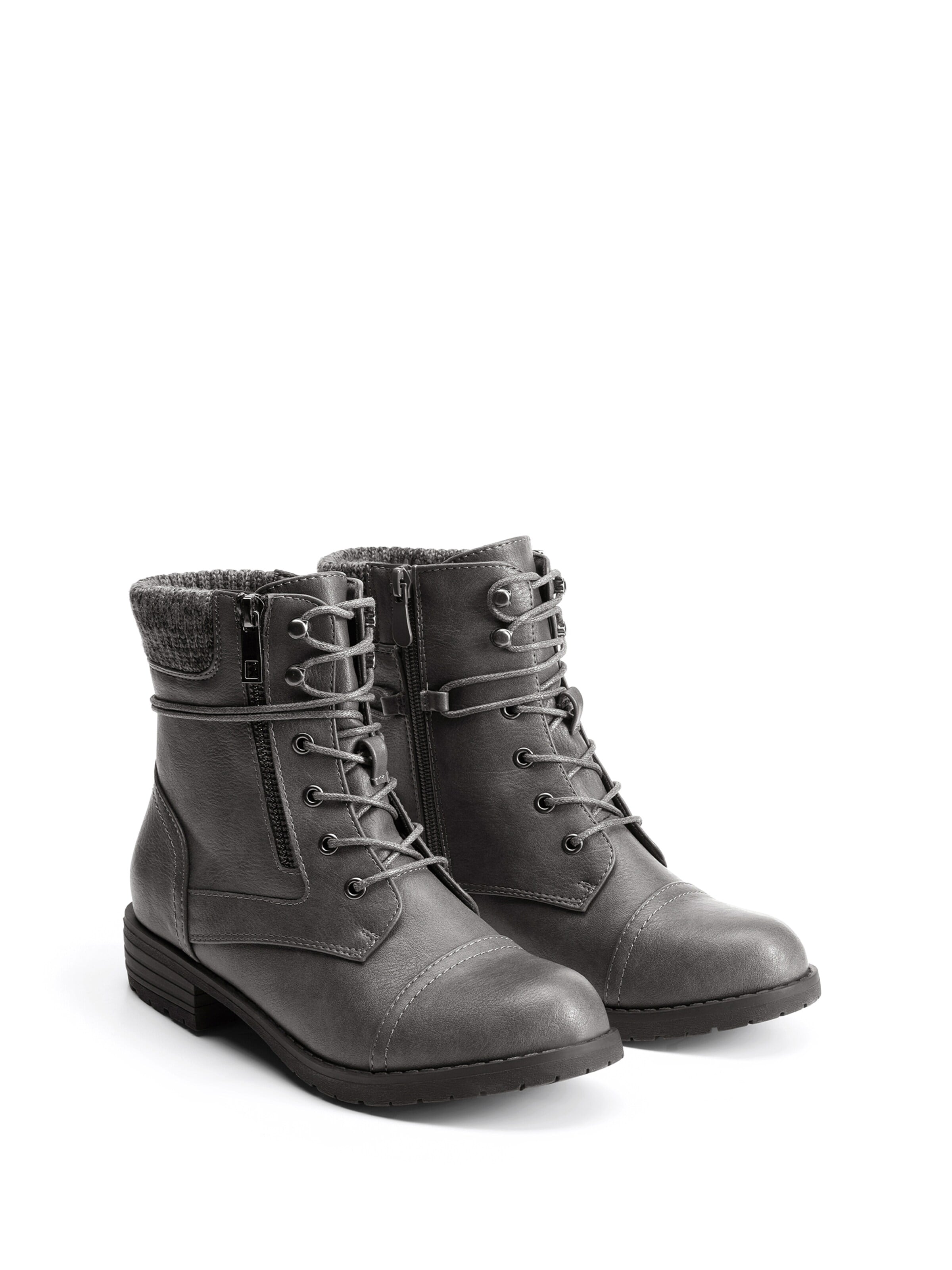 Dream Pairs Lace-Up Ankle Boots in Grey
