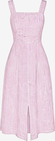 Haris Cotton - Vestido 'Square Neck Striped Linen Tie Back Dress with Front Slit' en rosa: frente
