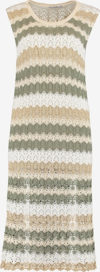 Hailys Плетена рокля 'Ko44rina' в бежово / пясъчен / зелено / бяло, Преглед на продукта