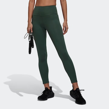 ADIDAS SPORTSWEAR Skinny Workout Pants 'Essentials' in Green: front