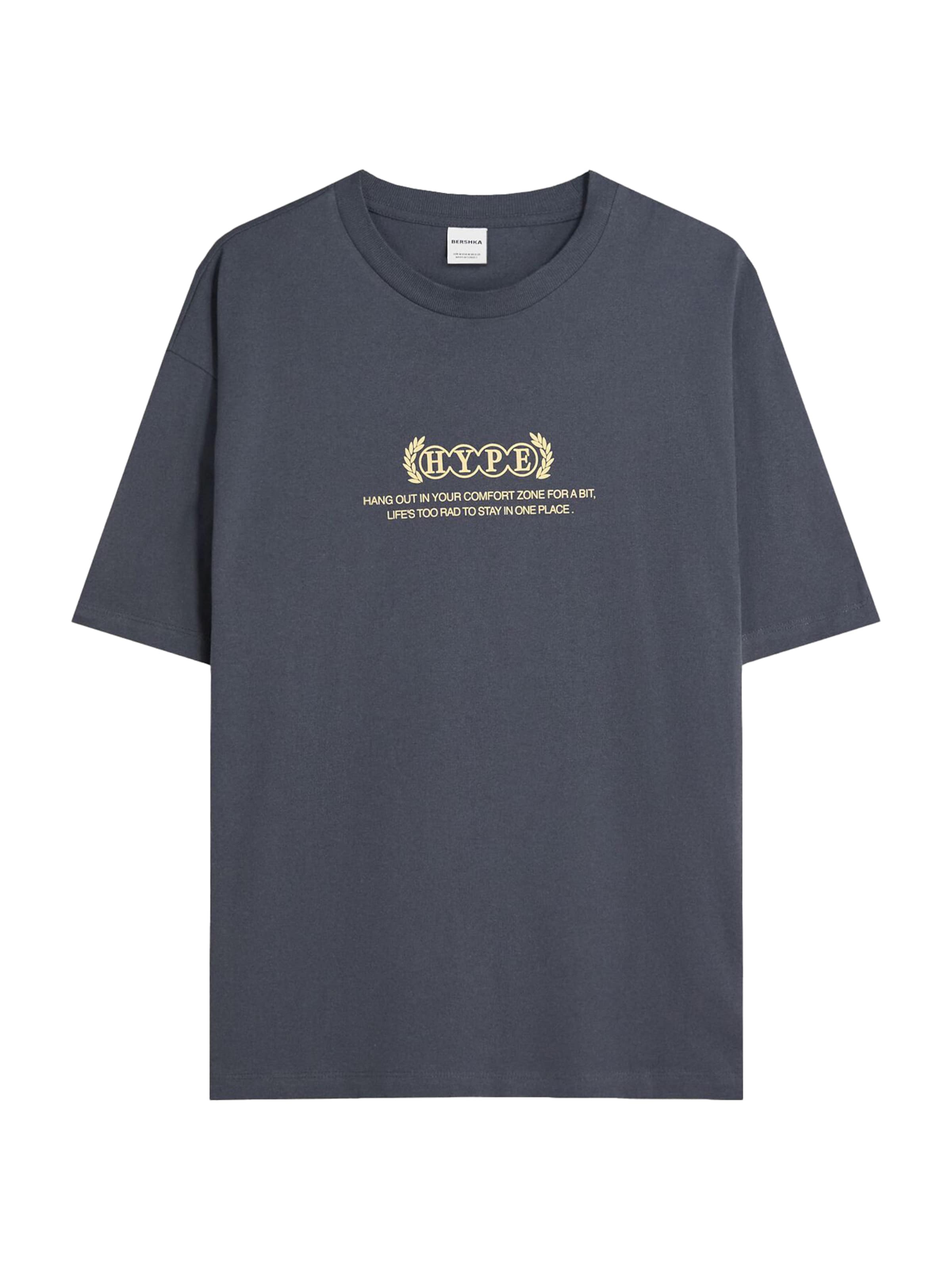 Bershka T-Shirt 'Hype' en beige / bleu foncé, Vue avec produit
