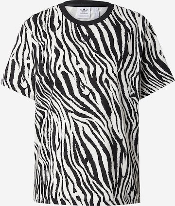 ADIDAS ORIGINALS - Camiseta 'Allover Zebra Animal Print Essentials' en negro: frente