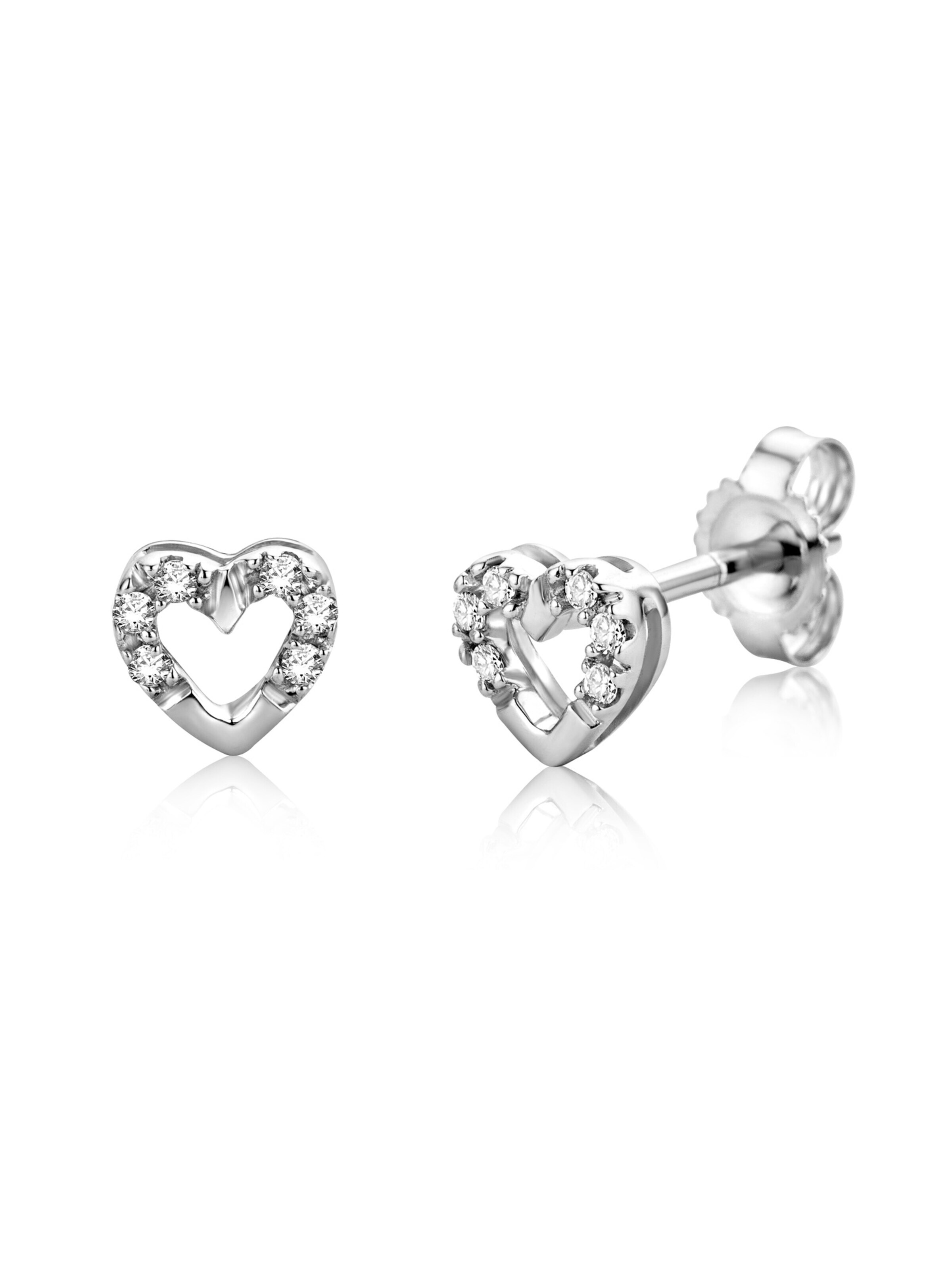 DIAMANT LETERNEL Earrings 'Ohrringe aus 375 Weißgold mit Diamant Herz-Design' in One size in Silver, Item view