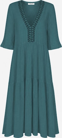 Haris Cotton Sukienka 'Maxi Dress in Textured Cotton with Laced Trim V Neck' w kolorze zielony: przód