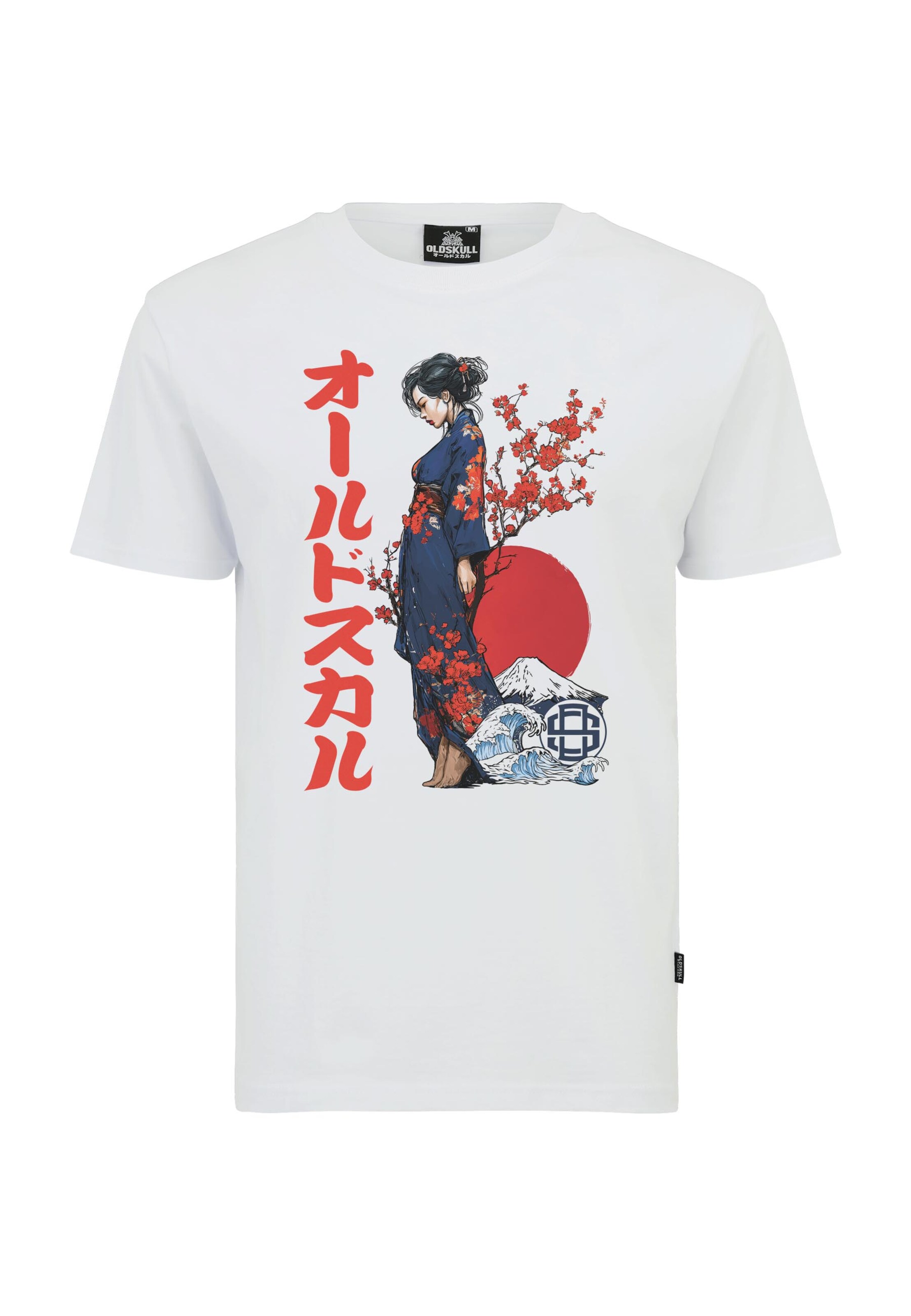 T-Shirt 'Asian Fuji Wave Graphic' Oldskull en blanc : devant