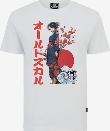 T-Shirt 'Asian Fuji Wave Graphic' Oldskull en blanc : devant