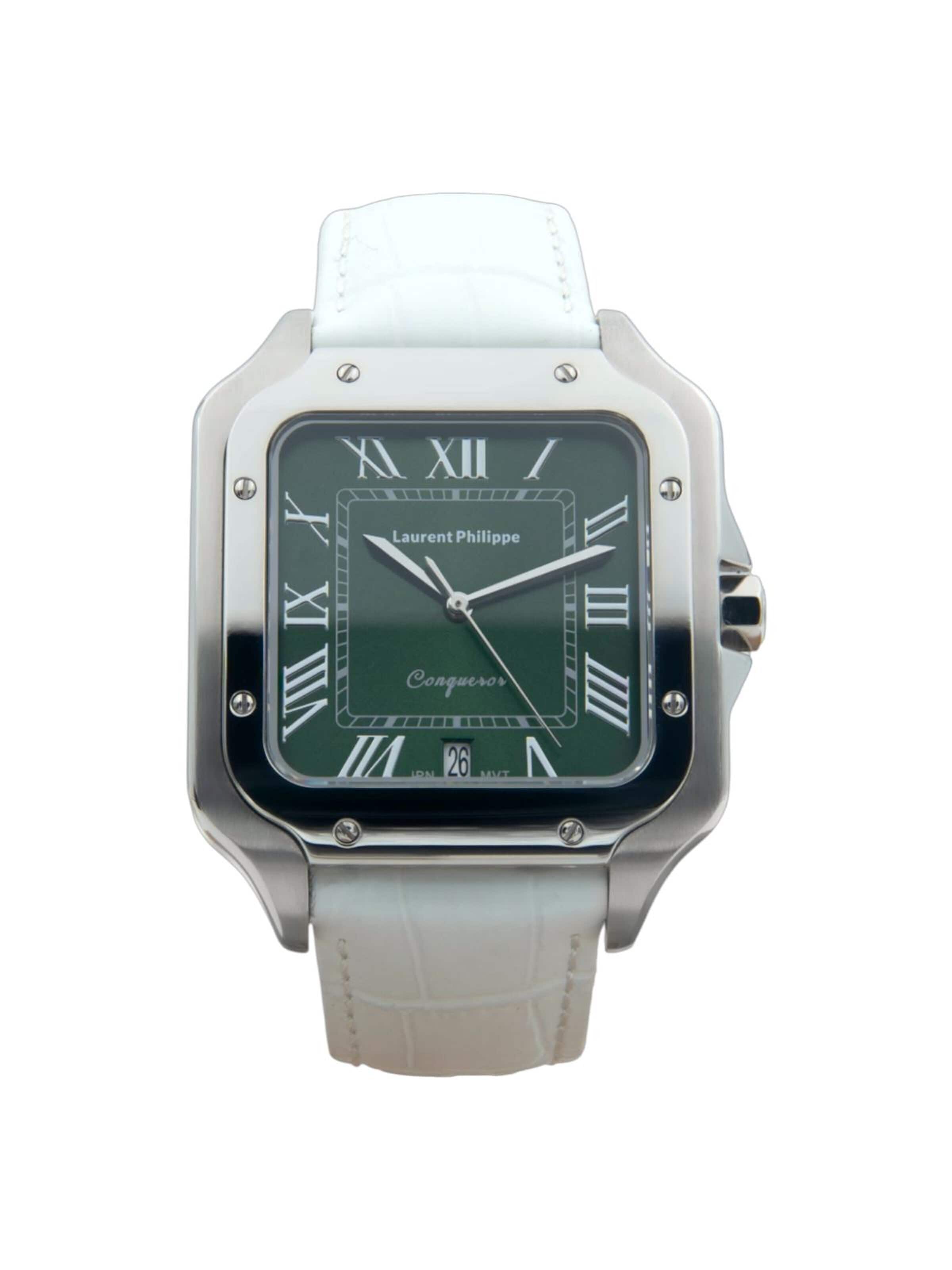 Laurent Philippe - Reloj analógico 'Conqueror Emerald – Bianco Bianco' en blanco: frente